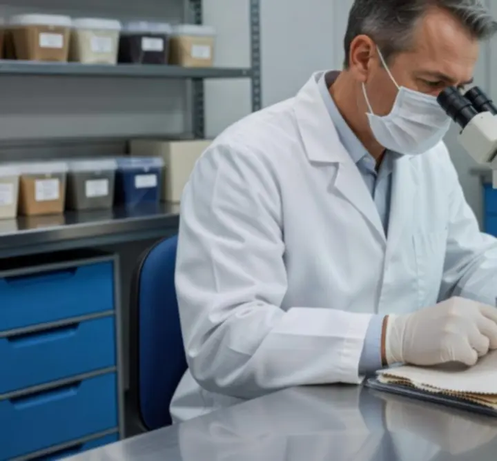 Specjalista Janusz Kluba Combat Hog wykonuje kontrolę jakości tkanin na linii produkcyjnej