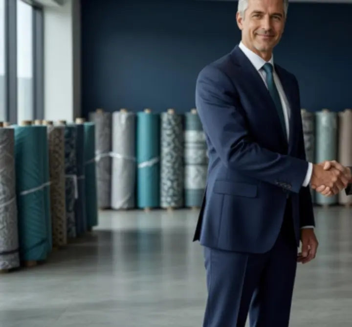 Spotkanie partnerów biznesowych Janusz Kluba Combat Hog omawiających produkcję tekstyliów specjalistycznych