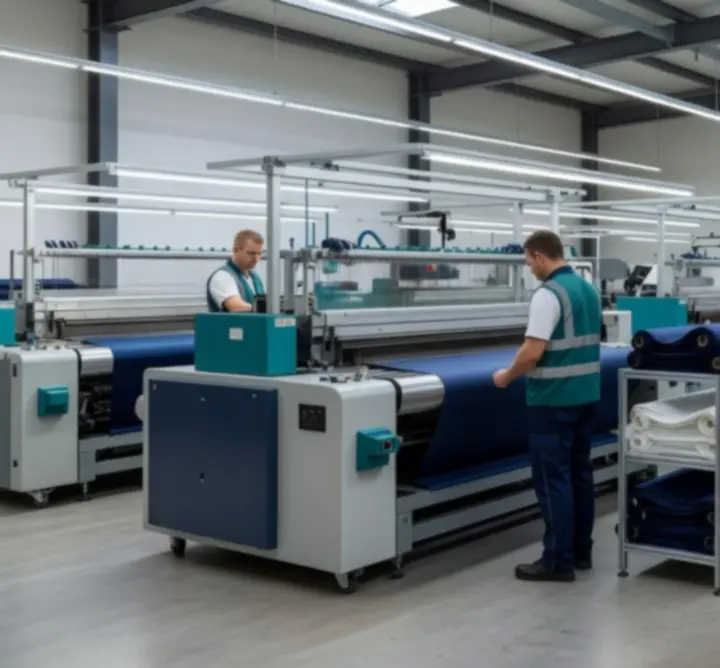 Nowoczesna hala produkcyjna Janusz Kluba Combat Hog z liniami do przetwarzania tkanin