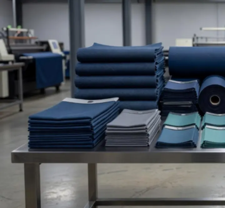 Próbki specjalistycznych tkanin i materiałów tekstylnych Janusz Kluba Combat Hog ułożone katalogowo