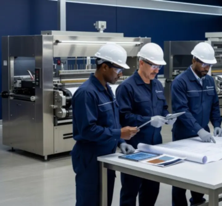 Zespół ekspertów Janusz Kluba Combat Hog pracujący przy stanowiskach produkcyjnych i projektowych.